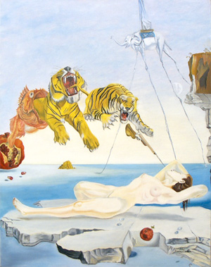 Dali, Rêve causé par le vol d’une abeille autour d’une pomme-grenade une seconde avant l’éveil, 1931
